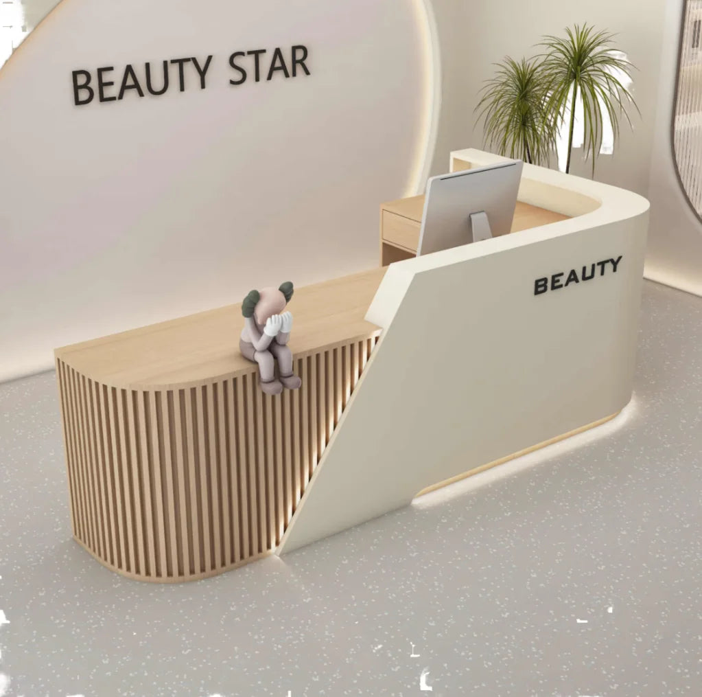 Ormaxis Concierge, comptoir d'accueil moderne en bois laqué